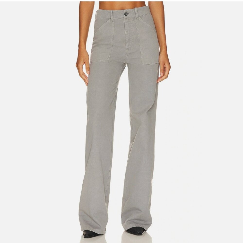 Nili Lotan Quentin Cotton Twill Wide Leg Pants Gray Womens 0